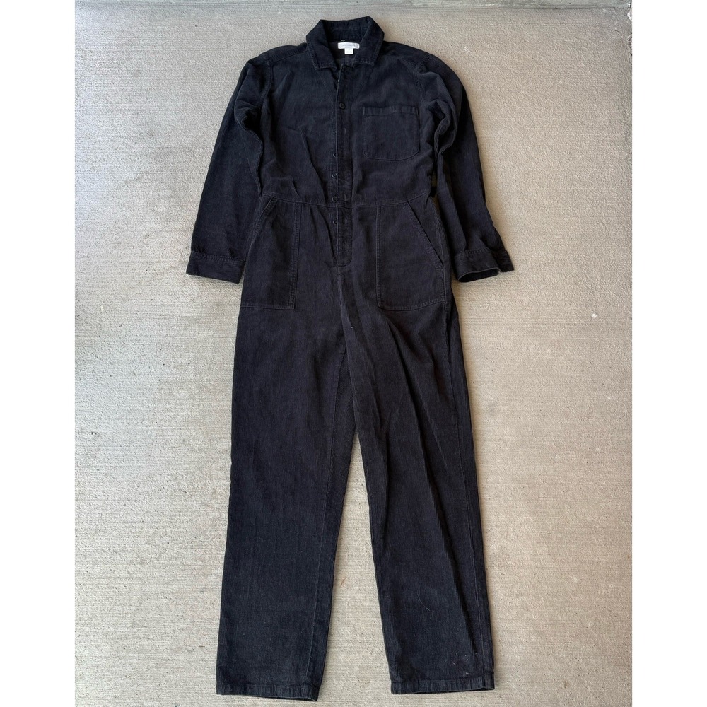 Outerknown Women's Corduroy Jumpsuit Size S‎ Black Long Sleeve Utility Boiler